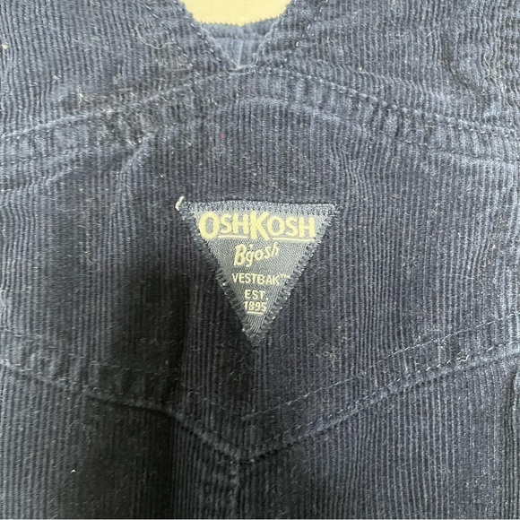 OshKosh Bigosh Toddler Plaid-Lined Corduroy Overalls‎ Navy Blue 9-12 Months - Picture 4 of 10